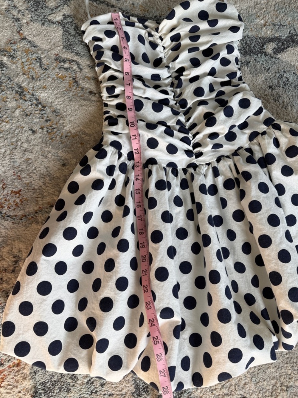 My Michelle White Dress with navy Polka Dots - Picture 8 of 9